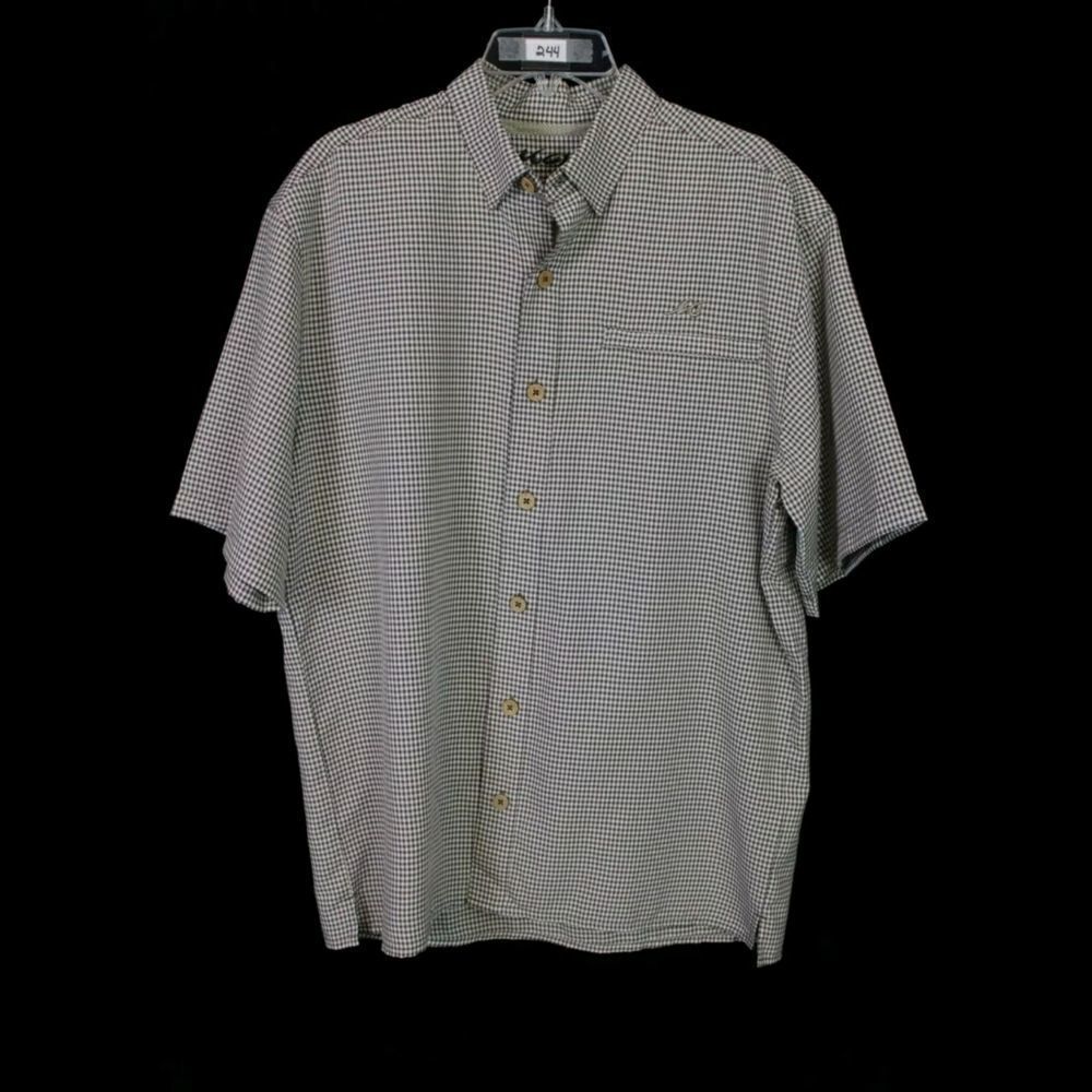 MOJO SPORTSWEAR BUTTON FRONT SS MENS VENTED SHIRT BROWN CHECK SIZE MEDIUM